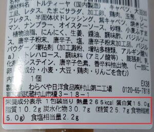 セブンイレブン ラップロール ガパオ風チキンの栄養成分 2022年3月30日新発売